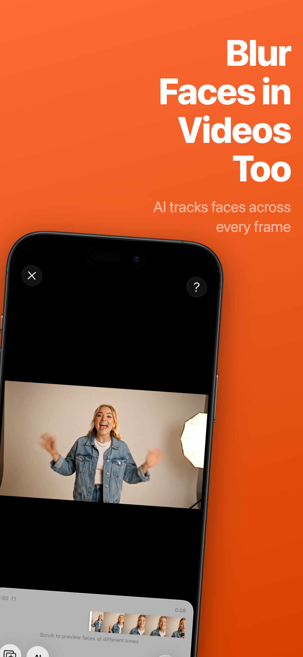 HiddenFace blurring a face in a video on iPhone